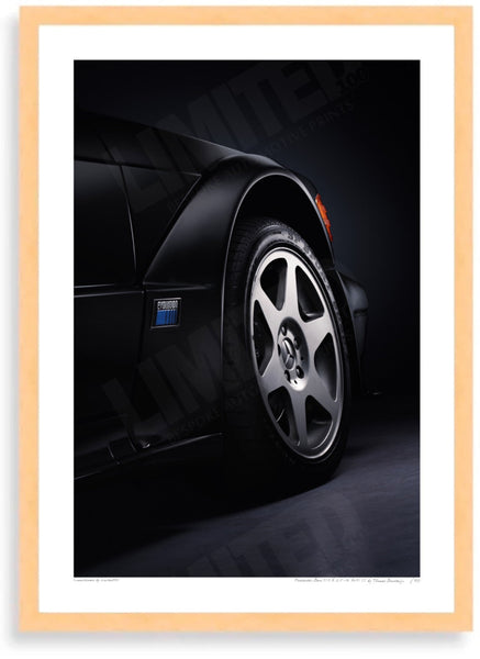 Mercedes-Benz 190 E 2.5-16 EVO II A3 (297 x 420 mm / 11.7 x 16.5 in) / Wood Frame (Printed on Fine Art Paper) / No Mount
