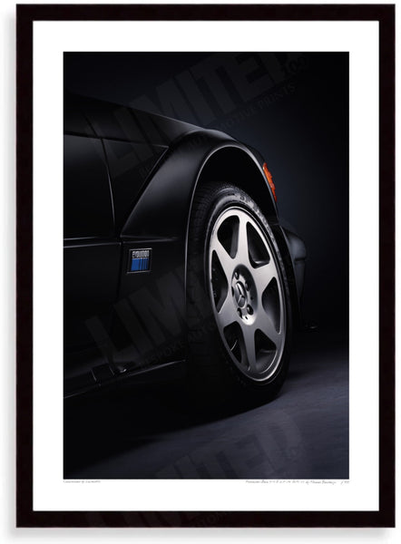 Mercedes-Benz 190 E 2.5-16 EVO II A3 (297 x 420 mm / 11.7 x 16.5 in) / Black Wood Frame (Printed on Fine Art Paper)