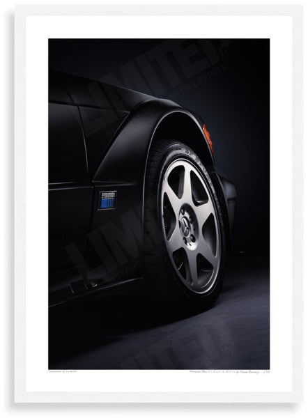Mercedes-Benz 190 E 2.5-16 EVO II A3 (297 x 420 mm / 11.7 x 16.5 in) / White Wood Frame (Printed on Fine Art Paper)