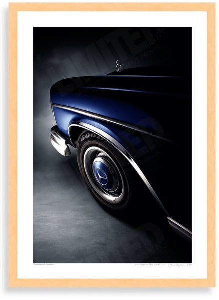 1967 Mercedes-Benz 250SE (detail) A3 (297 x 420 mm / 11.7 x 16.5 in) / Wood Frame (Printed on Fine Art Paper) / No Mount