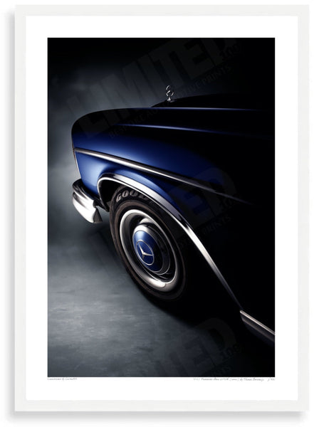 1967 Mercedes-Benz 250SE (detail) A3 (297 x 420 mm / 11.7 x 16.5 in) / White Wood Frame (Printed on Fine Art Paper)