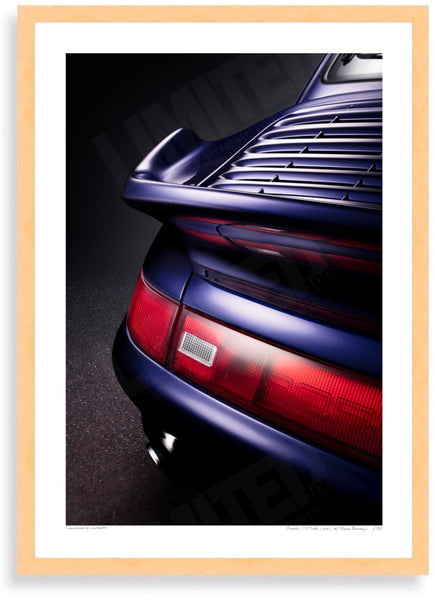 Porsche 993 Turbo (detail) A3 (297 x 420 mm / 11.7 x 16.5 in) / Wood Frame (Printed on Fine Art Paper) / No Mount