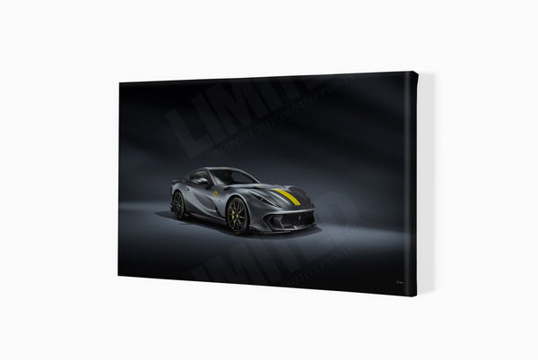 Ferrari 812 Competizione S (243 x 420 mm) / Canvas Print (Mounted on Wood Internal Frame) / No Mount