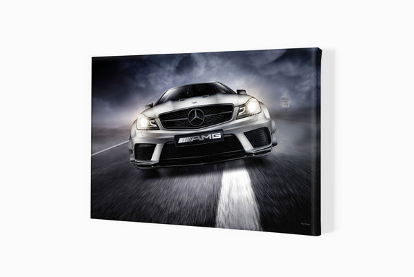 C63 AMG Black Series A3 (297 x 420 mm / 11.7 x 16.5 in) / Canvas Print (Mounted on Wood Internal Frame) / No Mount