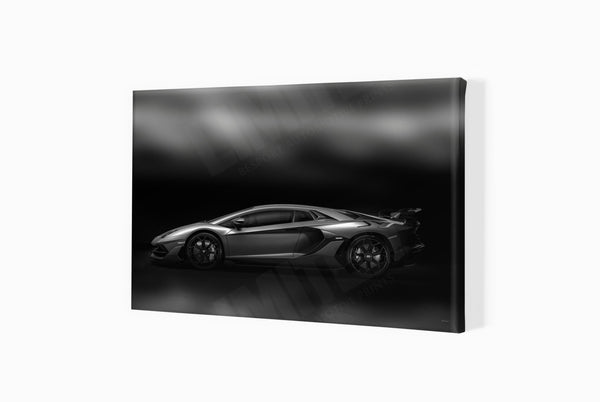 Lamborghini Aventador SVJ A3 (297 x 420 mm / 11.7 x 16.5 in) / Canvas Print (Mounted on Wood Internal Frame) / No Mount