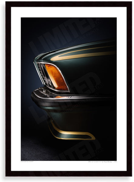 BMW 628 CSi E24 1984 A3 (297 x 420 mm / 11.7 x 16.5 in) / Black Wood Frame (Printed on Fine Art Paper) / No Mount