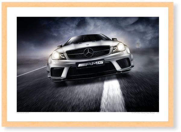C63 AMG Black Series A3 (297 x 420 mm / 11.7 x 16.5 in) / Wood Frame (Printed on Fine Art Paper) / No Mount