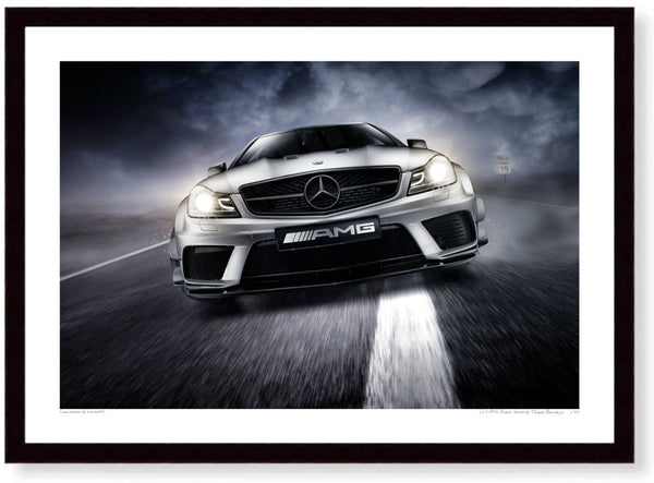 C63 AMG Black Series A3 (297 x 420 mm / 11.7 x 16.5 in) / Black Wood Frame (Printed on Fine Art Paper) / No Mount