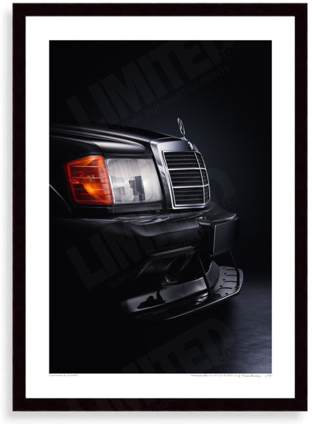 Mercedes-Benz 190 E 2.5-16 EVO II A3 (297 x 420 mm / 11.7 x 16.5 in) / Black Wood Frame (Printed on Fine Art Paper)