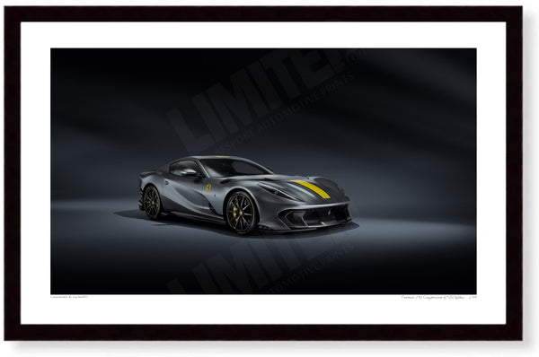 Ferrari 812 Competizione S (243 x 420 mm) / Black Wood Frame (Printed on Fine Art Paper) / No Mount