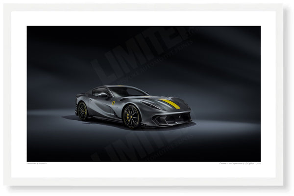 Ferrari 812 Competizione S (243 x 420 mm) / White Wood Frame (Printed on Fine Art Paper) / No Mount