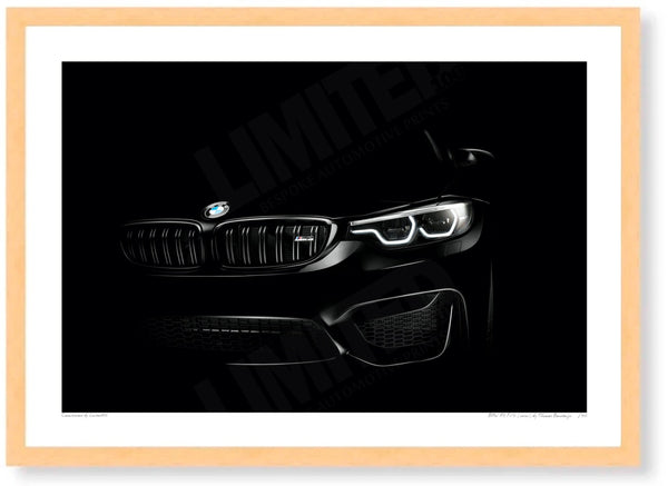 BMW M3 F80 (detail) A3 (297 x 420 mm / 11.7 x 16.5 in) / Wood Frame (Printed on Fine Art Paper) / No Mount