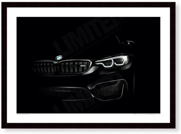 BMW M3 F80 (detail) A3 (297 x 420 mm / 11.7 x 16.5 in) / Black Wood Frame (Printed on Fine Art Paper) / No Mount