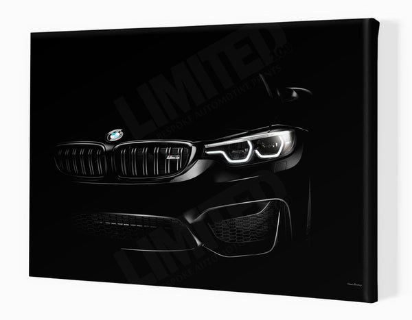 BMW M3 F80 (detail) A3 (297 x 420 mm / 11.7 x 16.5 in) / Canvas Print (Mounted on Wood Internal Frame) / No Mount