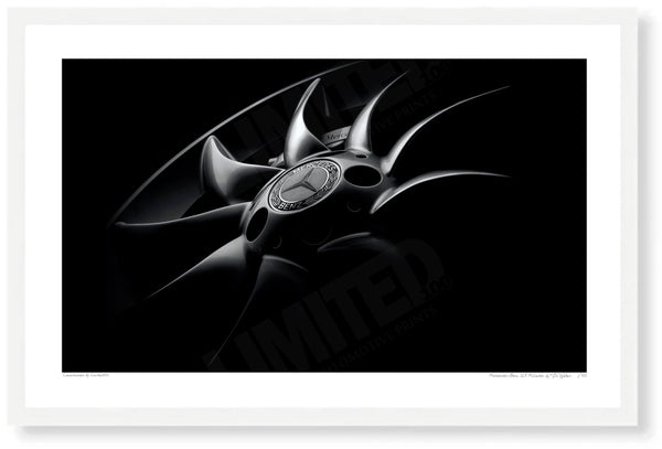 Mercedes-Benz SLR McLaren (detail) A3 (297 x 420 mm / 11.7 x 16.5 in) / White Wood Frame (Printed on Fine Art Paper)
