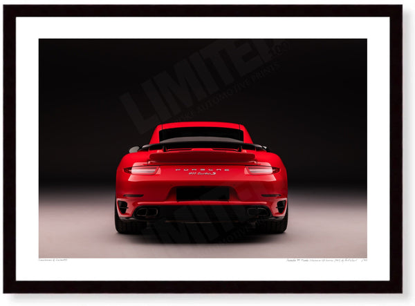 Porsche 911 (991.1) Turbo S Exclusive GB Edition A3 (297 x 420 mm / 11.7 x 16.5 in) / Black Wood Frame (Printed on Fine