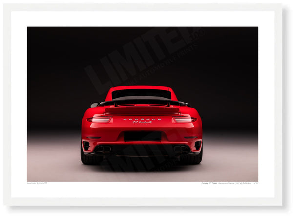 Porsche 911 (991.1) Turbo S Exclusive GB Edition A3 (297 x 420 mm / 11.7 x 16.5 in) / White Wood Frame (Printed on Fine