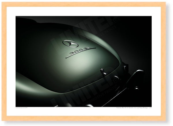 Mercedes-Benz 300 SL Roadster (detail) A3 (297 x 420 mm / 11.7 x 16.5 in) / Wood Frame (Printed on Fine Art Paper) / No
