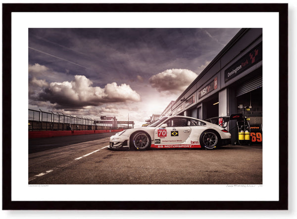 Porsche 997 GT3 RSR A3 (297 x 420 mm / 11.7 x 16.5 in) / Black Wood Frame (Printed on Fine Art Paper) / No Mount
