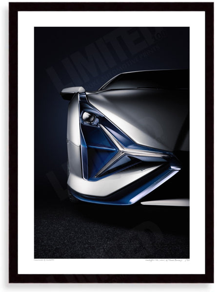 Lamborghini Sián (detail) A3 (297 x 420 mm / 11.7 x 16.5 in) / Black Wood Frame (Printed on Fine Art Paper) / No Mount