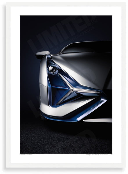 Lamborghini Sián (detail) A3 (297 x 420 mm / 11.7 x 16.5 in) / White Wood Frame (Printed on Fine Art Paper) / No Mount