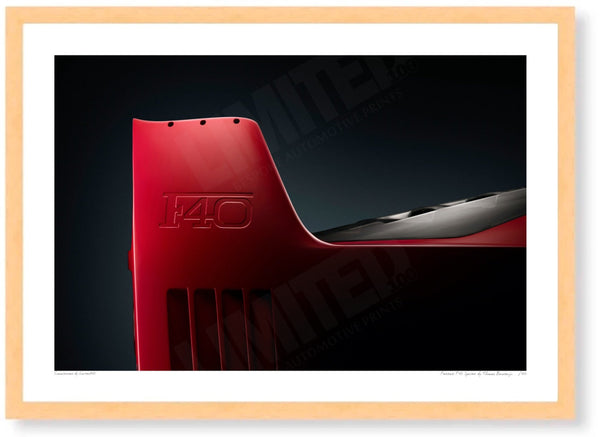 Ferrari F40 Spoiler A3 (297 x 420 mm / 11.7 x 16.5 in) / Wood Frame (Printed on Fine Art Paper) / No Mount