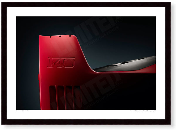 Ferrari F40 Spoiler A3 (297 x 420 mm / 11.7 x 16.5 in) / Black Wood Frame (Printed on Fine Art Paper) / No Mount