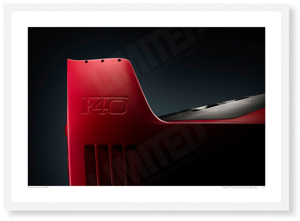 Ferrari F40 Spoiler A3 (297 x 420 mm / 11.7 x 16.5 in) / White Wood Frame (Printed on Fine Art Paper) / No Mount