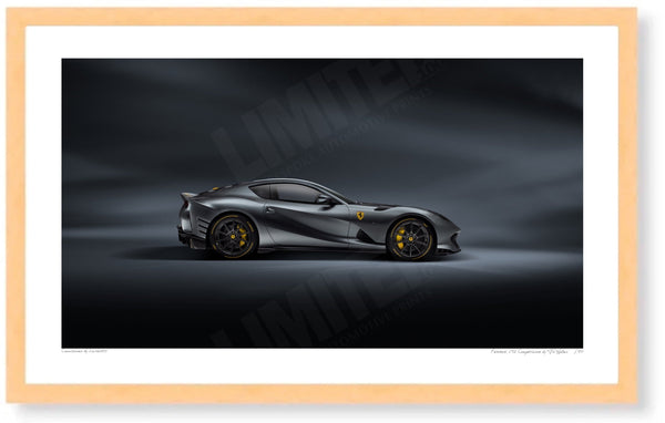 Ferrari 812 Competizione S (254 x 420 mm) / Wood Frame (Printed on Fine Art Paper) / No Mount