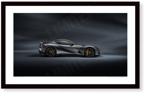 Ferrari 812 Competizione S (254 x 420 mm) / Black Wood Frame (Printed on Fine Art Paper) / No Mount
