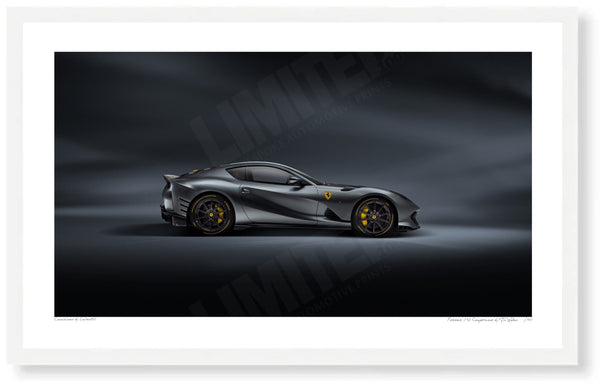 Ferrari 812 Competizione S (254 x 420 mm) / White Wood Frame (Printed on Fine Art Paper) / No Mount