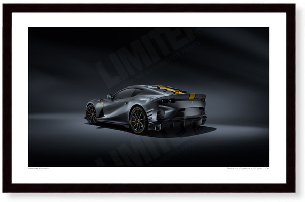 Ferrari 812 Competizione S (262 x 420 mm) / Black Wood Frame (Printed on Fine Art Paper) / No Mount