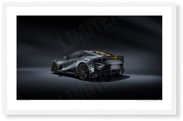 Ferrari 812 Competizione S (262 x 420 mm) / White Wood Frame (Printed on Fine Art Paper) / No Mount