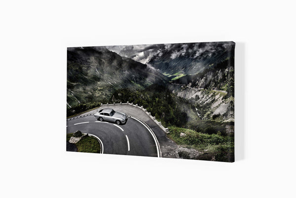 Aston Martin DB5 in the Swiss Alps S (420mm x 262) / Canvas Print (Mounted on Wood Internal Frame) / No Mount