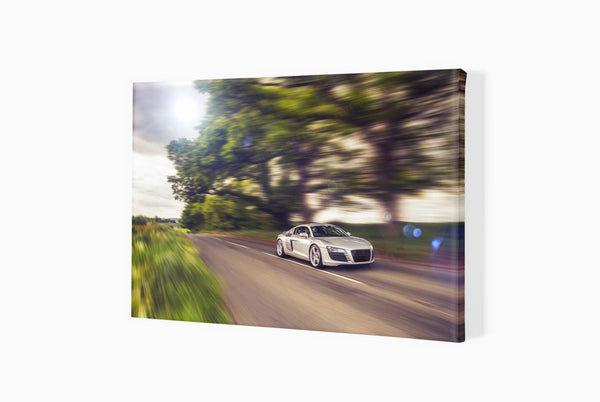 Audi R8 in the Clent Hills A3 (297 x 420 mm / 11.7 x 16.5 in) / Canvas Print (Mounted on Wood Internal Frame) / No Mount