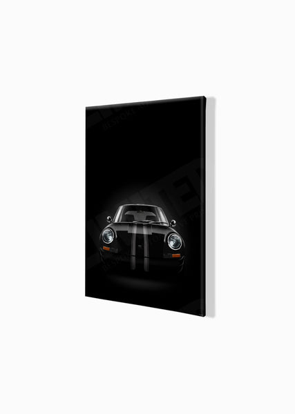 Porsche 911 Outlaw (black black) A3 (297 x 420 mm / 11.7 x 16.5 in) / Canvas Print (Mounted on Wood Internal Frame)