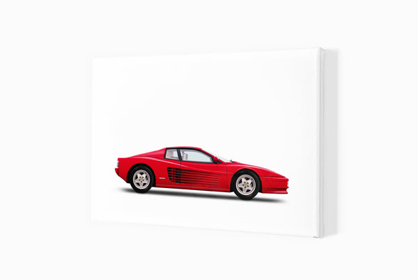 Ferrari Testarossa (red white) A3 (297 x 420 mm / 11.7 x 16.5 in) / Canvas Print (Mounted on Wood Internal Frame) / No