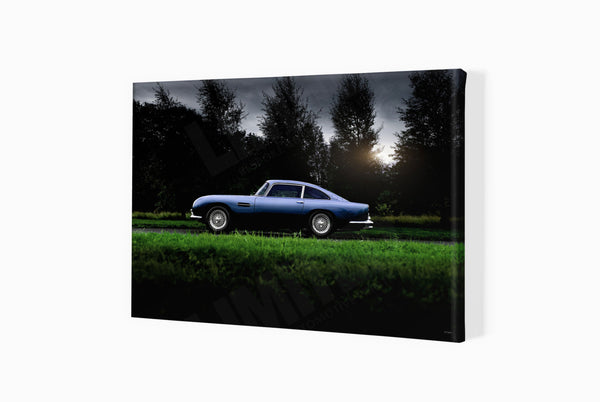 Aston Martin DB5 side profile A3 (297 x 420 mm / 11.7 x 16.5 in) / Canvas Print (Mounted on Wood Internal Frame) / No