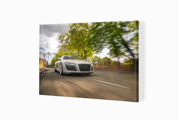 Audi R8 in the Jewellery Quarter A3 (297 x 420 mm / 11.7 x 16.5 in) / Canvas Print (Mounted on Wood Internal Frame)