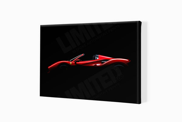 Ferrari 488 Spider A3 (297 x 420 mm / 11.7 x 16.5 in) / Canvas Print (Mounted on Wood Internal Frame) / No Mount