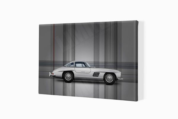 Mercedes-Benz 300 SL A3 (297 x 420 mm / 11.7 x 16.5 in) / Canvas Print (Mounted on Wood Internal Frame) / No Mount