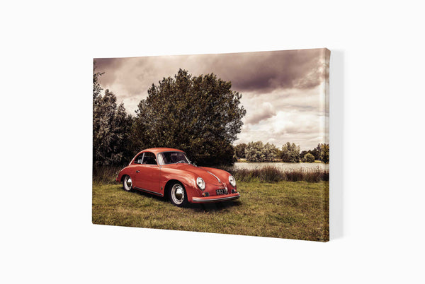 1957 Porsche 356A A3 (297 x 420 mm / 11.7 x 16.5 in) / Canvas Print (Mounted on Wood Internal Frame) / No Mount