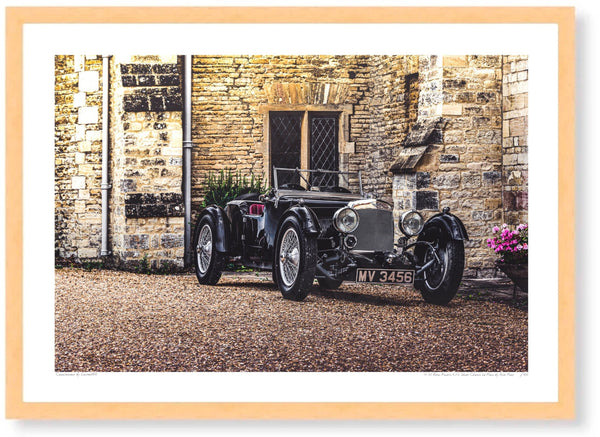 Aston Martin Short Chassis Le Mans 1933 at Turvey Abbey (Departure) A3 (297 x 420 mm / 11.7 x 16.5 in) / Wood Frame