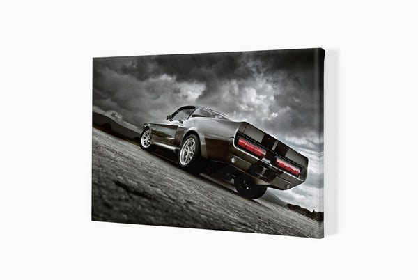 1967 Shelby GT500 ’Eleanor’ (rear) A3 (297 x 420 mm / 11.7 x 16.5 in) / Canvas Print (Mounted on Wood Internal Frame)