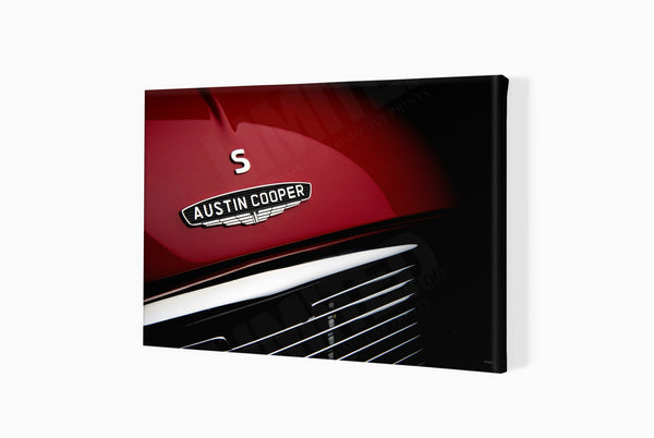 1967 Austin Mini Cooper S detail (landscape) A3 (297 x 420 mm / 11.7 x 16.5 in) / Canvas Print (Mounted on Wood