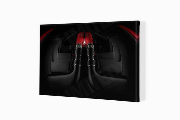 Ferrari California Engine A3 (297 x 420 mm / 11.7 x 16.5 in) / Canvas Print (Mounted on Wood Internal Frame) / No Mount