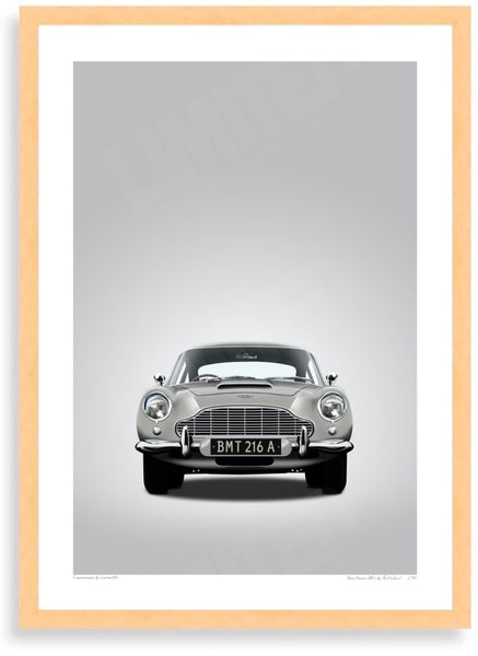 Aston Martin DB5 BMT 216A (Type A) A3 (297 x 420 mm / 11.7 x 16.5 in) / Wood Frame (Printed on Fine Art Paper) / No