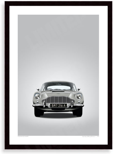 Aston Martin DB5 BMT 216A (Type A) A3 (297 x 420 mm / 11.7 x 16.5 in) / Black Wood Frame (Printed on Fine Art Paper)