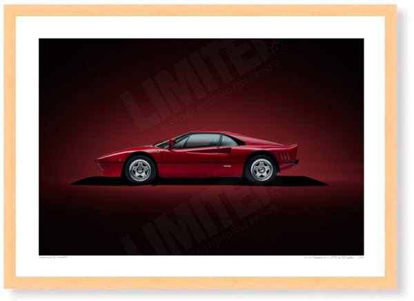 1984 Ferrari 288 GTO A3 (297 x 420 mm / 11.7 x 16.5 in) / Wood Frame (Printed on Fine Art Paper) / No Mount