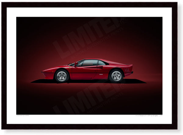 1984 Ferrari 288 GTO A3 (297 x 420 mm / 11.7 x 16.5 in) / Black Wood Frame (Printed on Fine Art Paper) / No Mount
